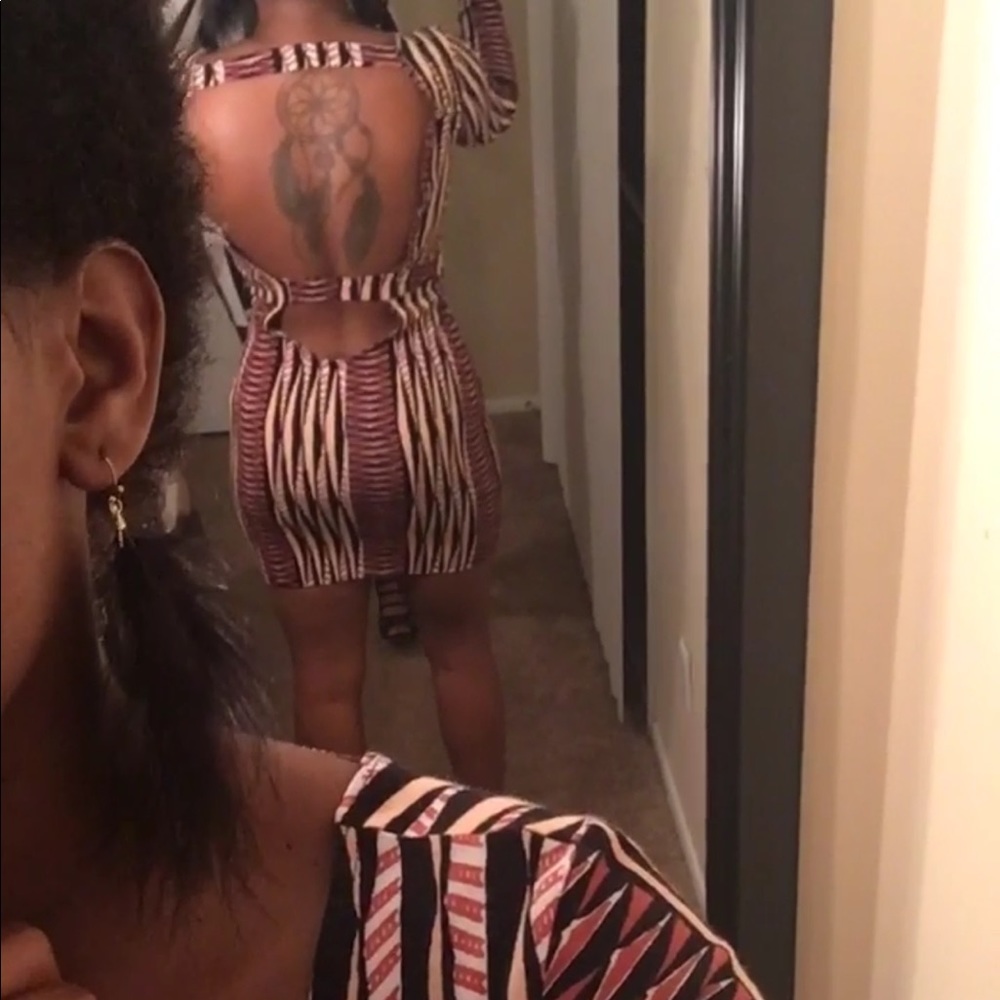 Tribal Print ankara low back no back mini dress. - Picture 2 of 4